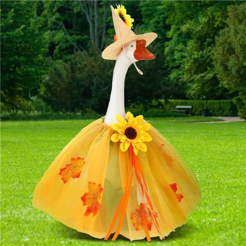 1‎ Set Fall Porch Goose Outfit 23 Inch Autumn Maple Leaves Cement Goose Clothes